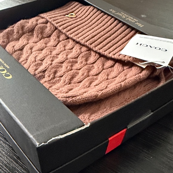 Coach Tan Cable Knit Hat and Scarf Set - Picture 5 of 5